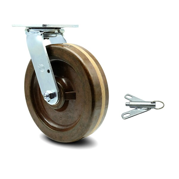 8 Inch High Temp Phenolic Swivel Caster with Roller Bearing and Swivel Lock SCC